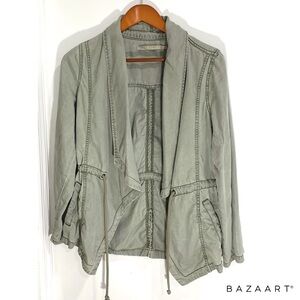 Max Jeans Drape Front Jacket in Olive Green Size M